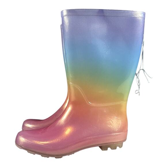 New Without Tag Cat & Jack Rainbow Rain Boot Cece Style Size 5 Big Kids - Picture 12 of 12